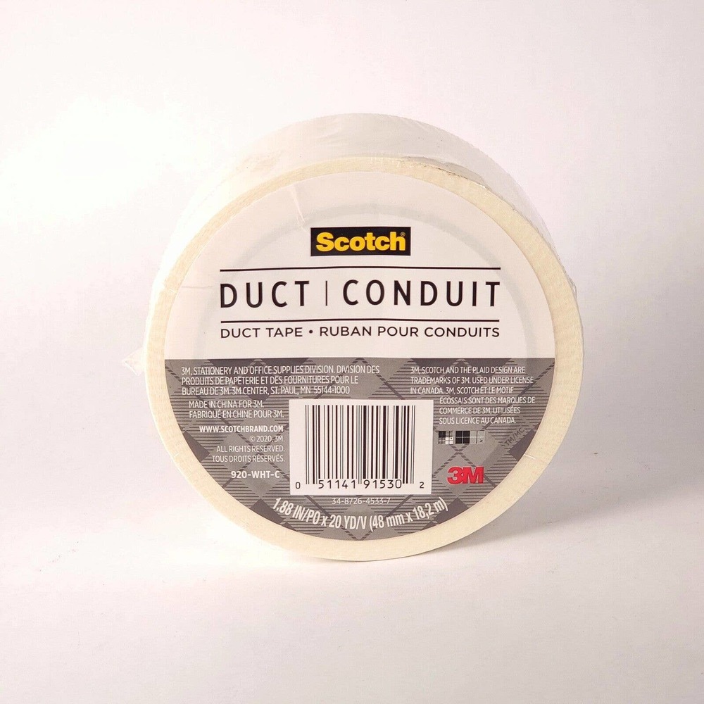 Scotch 3M Pearl White Conduit Duct Tape 2 Pack 920CWHT 1.88in x 20yds New Sealed - Picture 2 of 4